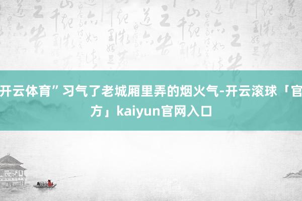 开云体育”习气了老城厢里弄的烟火气-开云滚球「官方」kaiyun官网入口