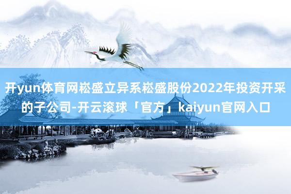 开yun体育网崧盛立异系崧盛股份2022年投资开采的子公司-开云滚球「官方」kaiyun官网入口